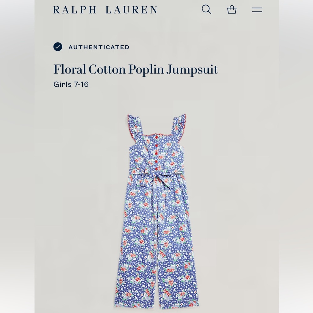 Polo Ralph Lauren Floral-printed cotton jumpsuit Size 8 - Picture 4 of 11